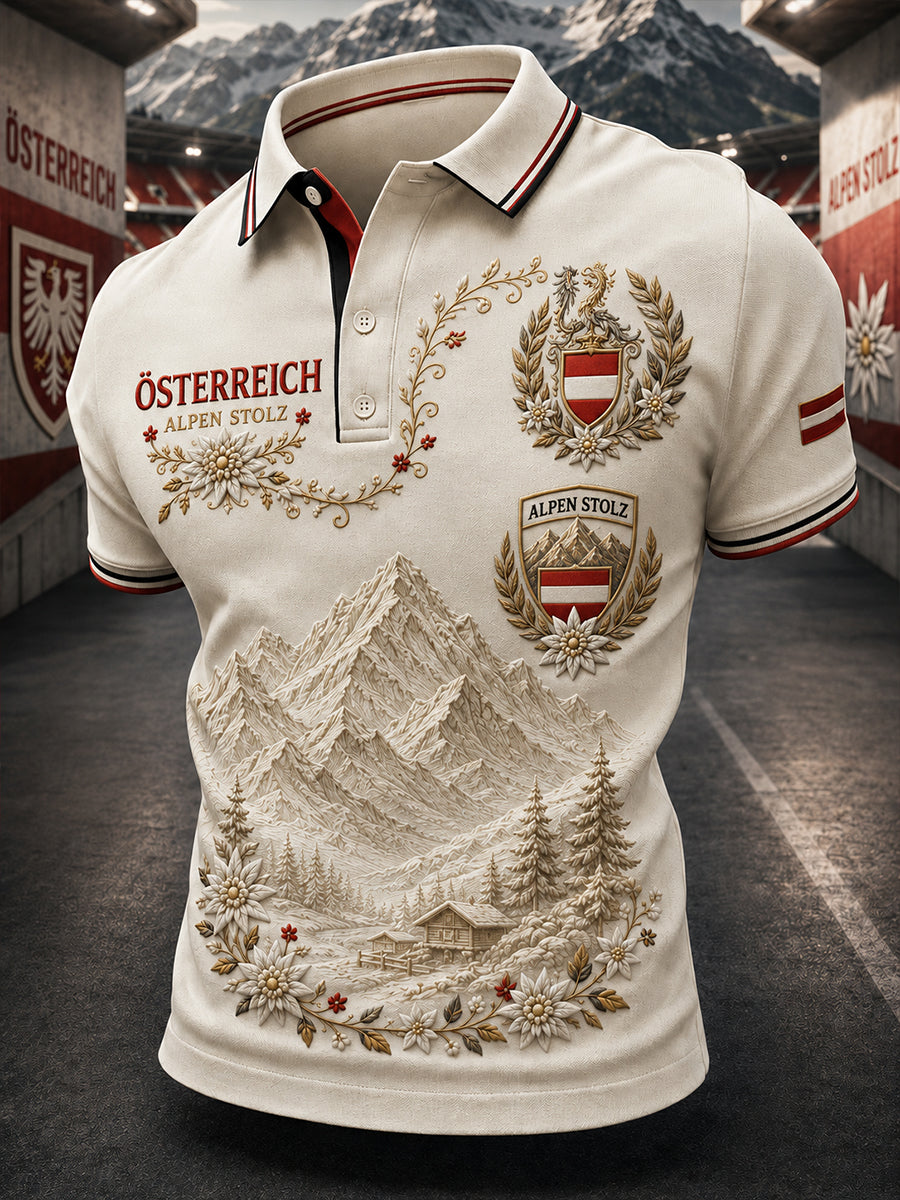 Retro-Österreich-Kunstdruck Lässiges Poloshirt