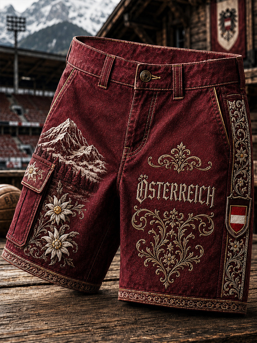 Retro Österreich ische Kunstdruck Casual Arbeits shorts
