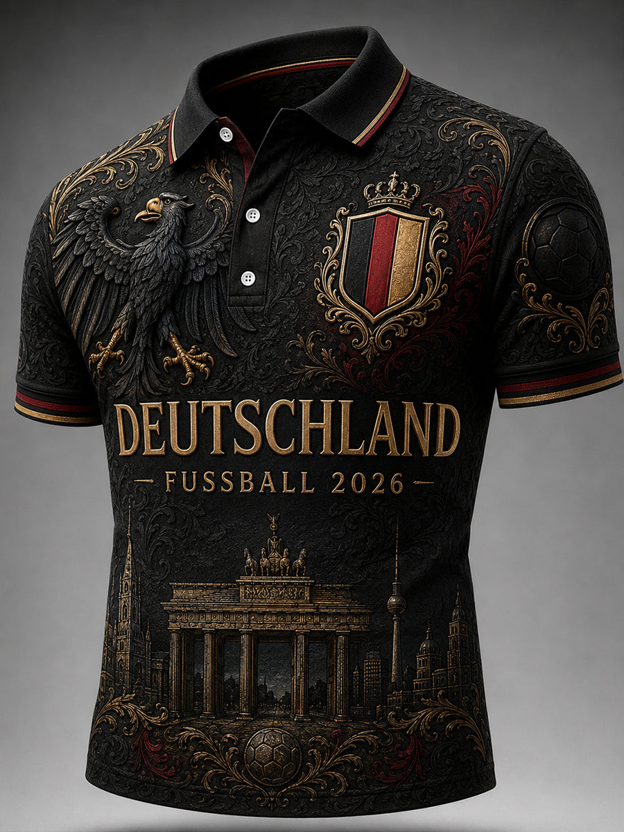 Herren Vintage Deutschland Fußball Fan Bedrucktes Hemd