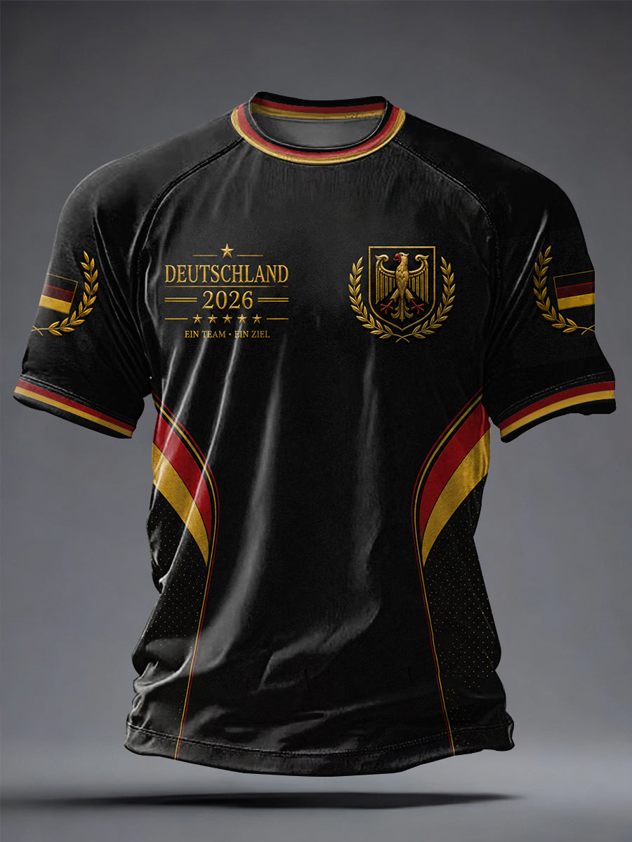 Herren Deutschland Fußball Fan Bedruckt Lässige kurze Ärmel T-Shirt
