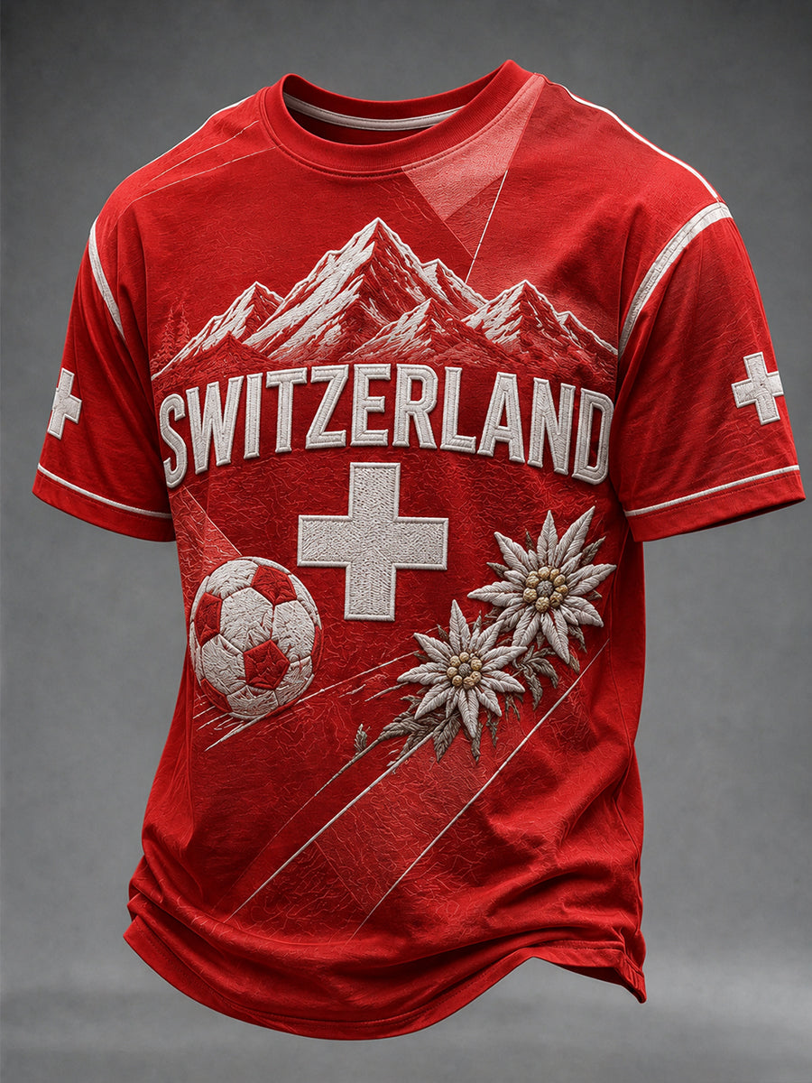 Herren-T-Shirt mit Schweizer Team-Fanprint