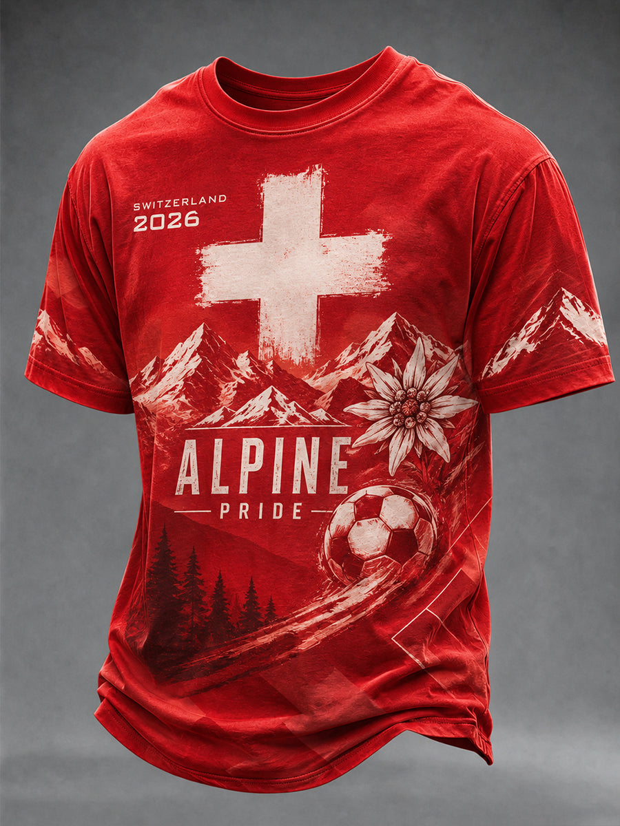 Herren-T-Shirt mit Schweizer Team-Fanprint