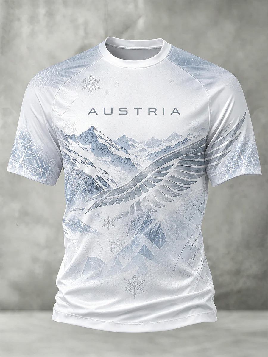 Herren-Casual-T-Shirt mit Österreich-Print