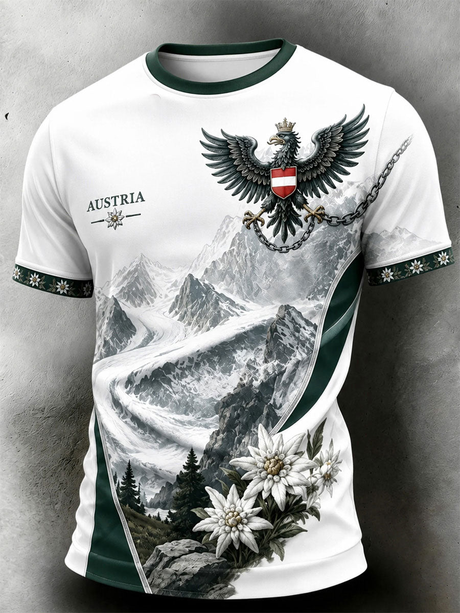Herren-T-Shirt mit Fußballmotiv und Aufdruck zum Thema Österreich