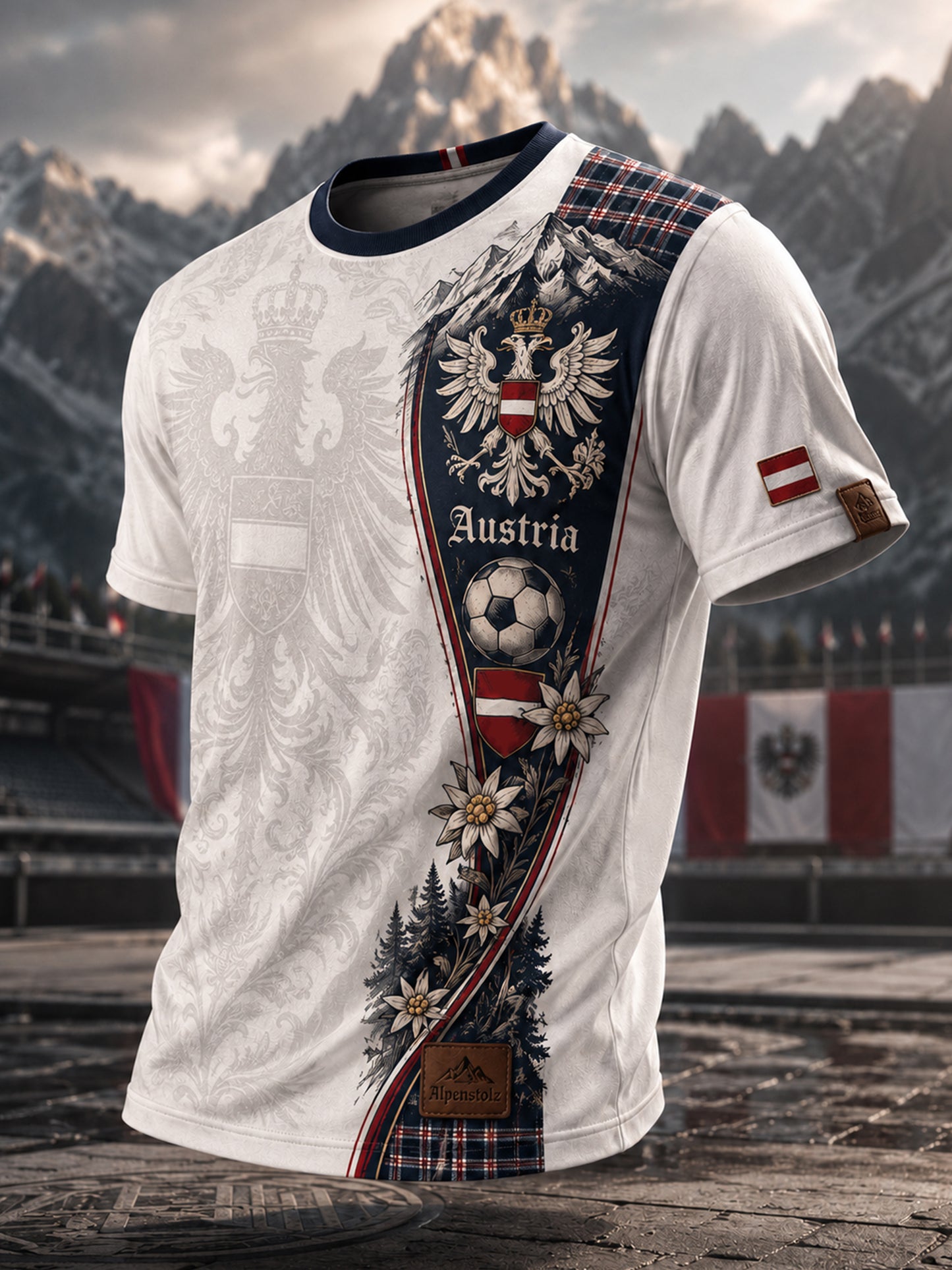 Männer österreich isches Fußballspiel Jubeln Fan Element Kunstdruck T-Shirt