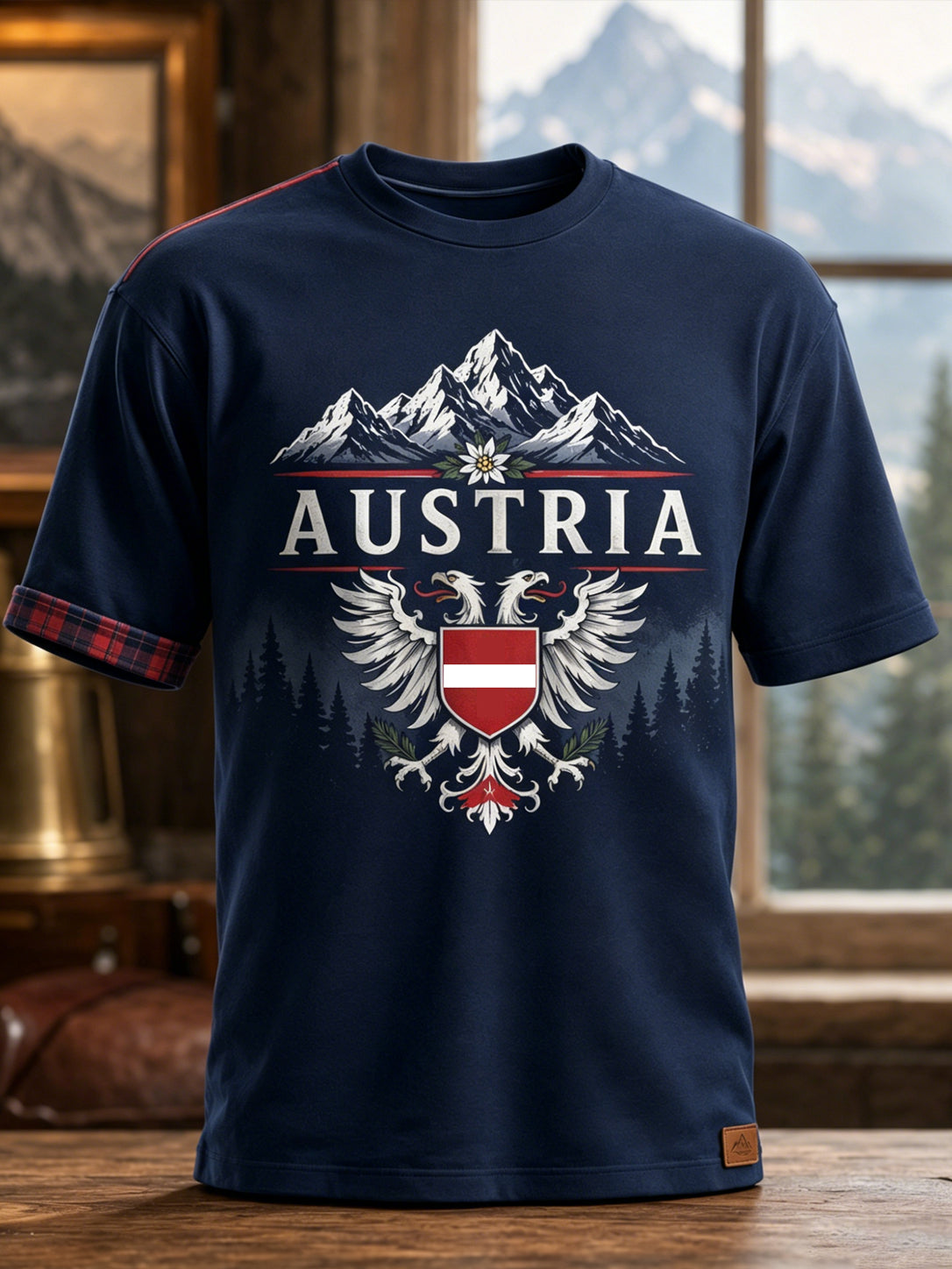 Herren-T-Shirt mit Kunstdruck eines österreichischen Naturlandschaftsmotivs