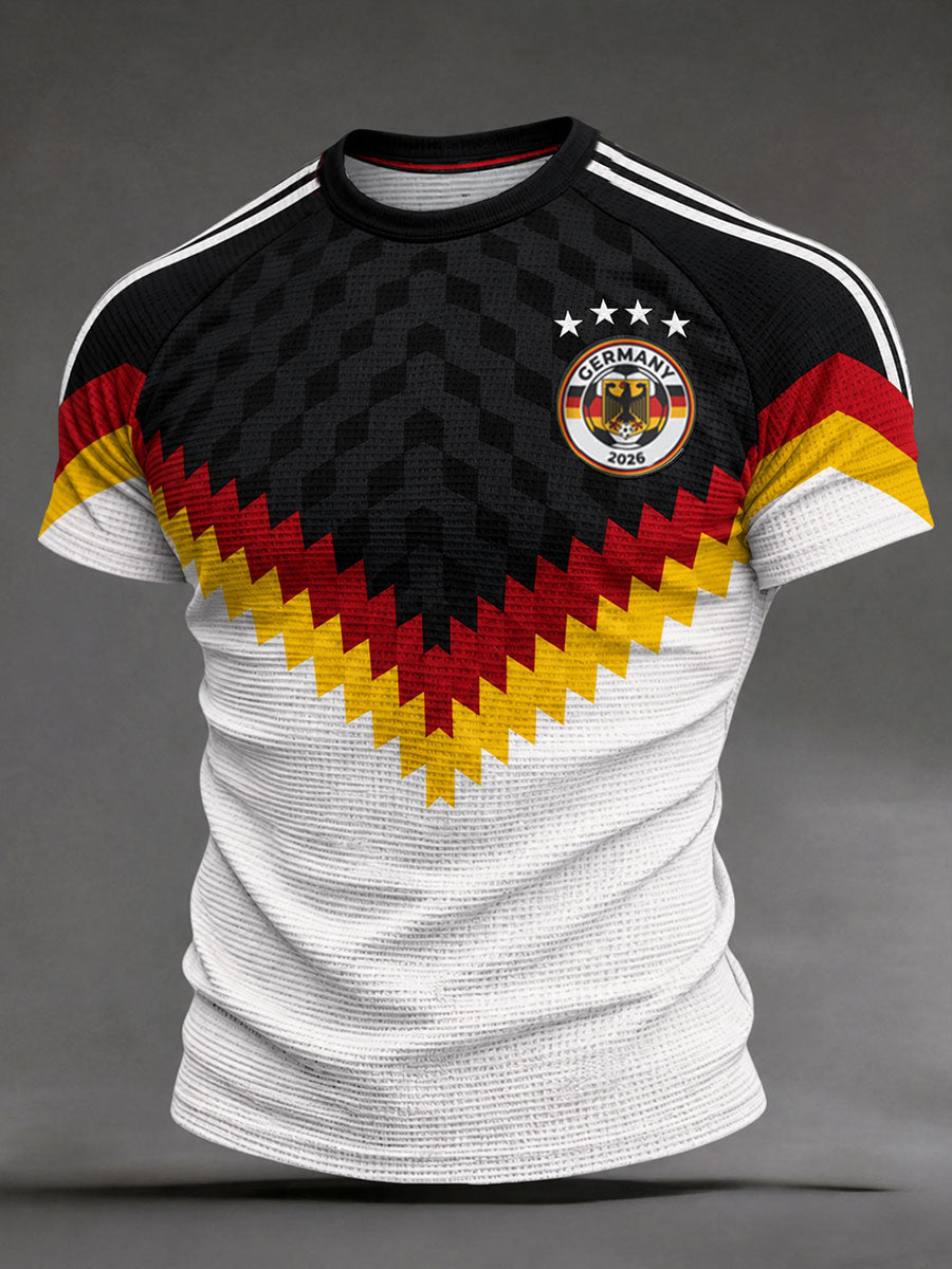 Herren-Deutschland-Fußball-Waffelkurzarmshirt