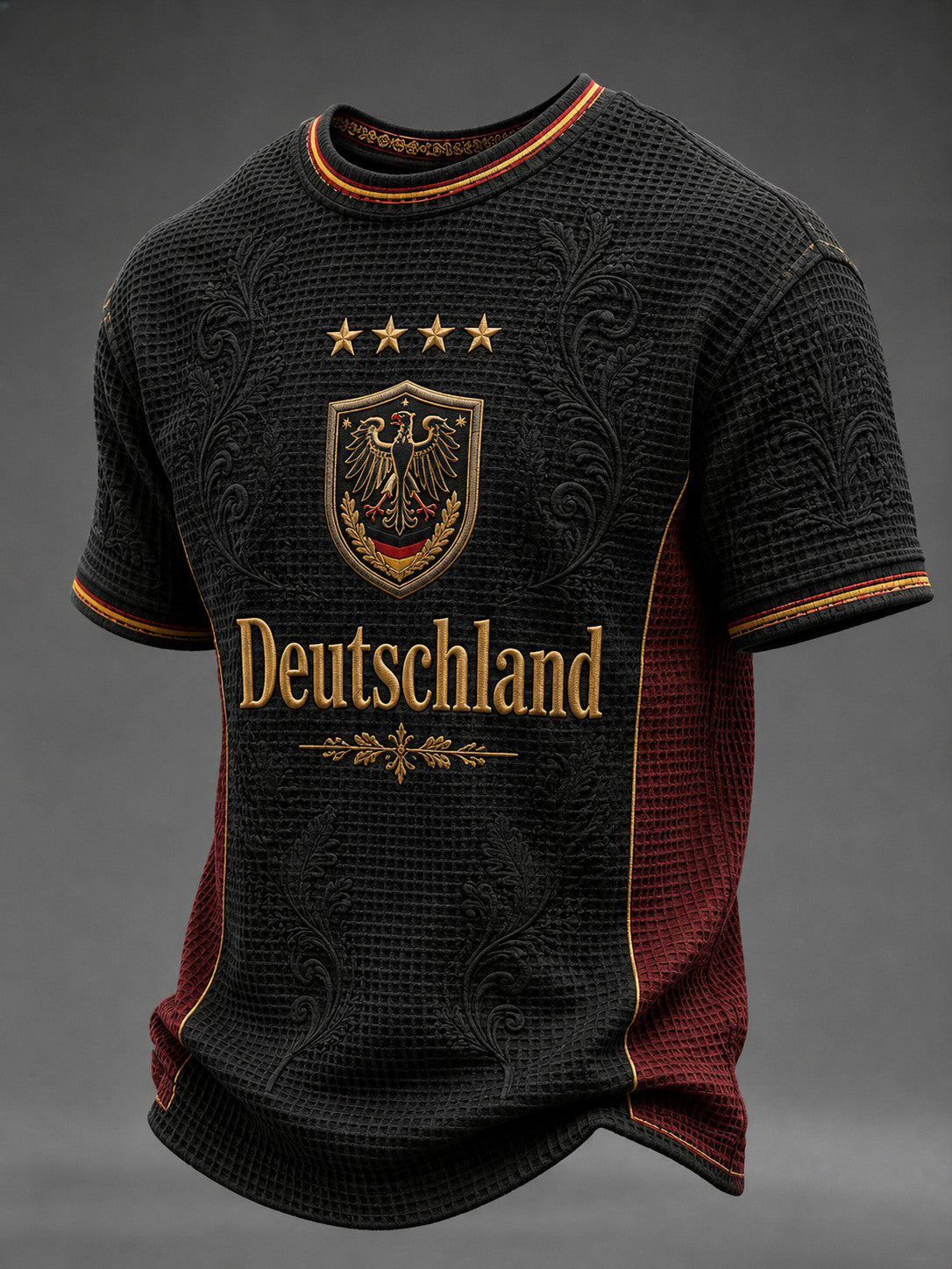 Herren-Fußball-Waffelpiqué-T-Shirt mit Deutschland-Druck