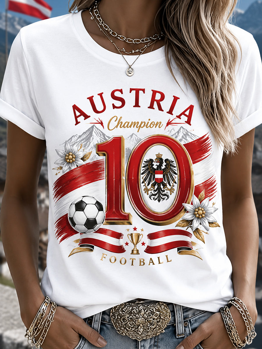 Frauen-Fußballspiel in Österreich – Jubel-Element-Kunstdruck-T-Shirt