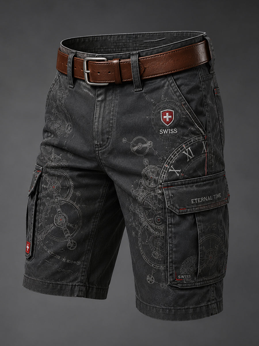 Kurze Herren-Workwear-Shorts mit Uhrendruck