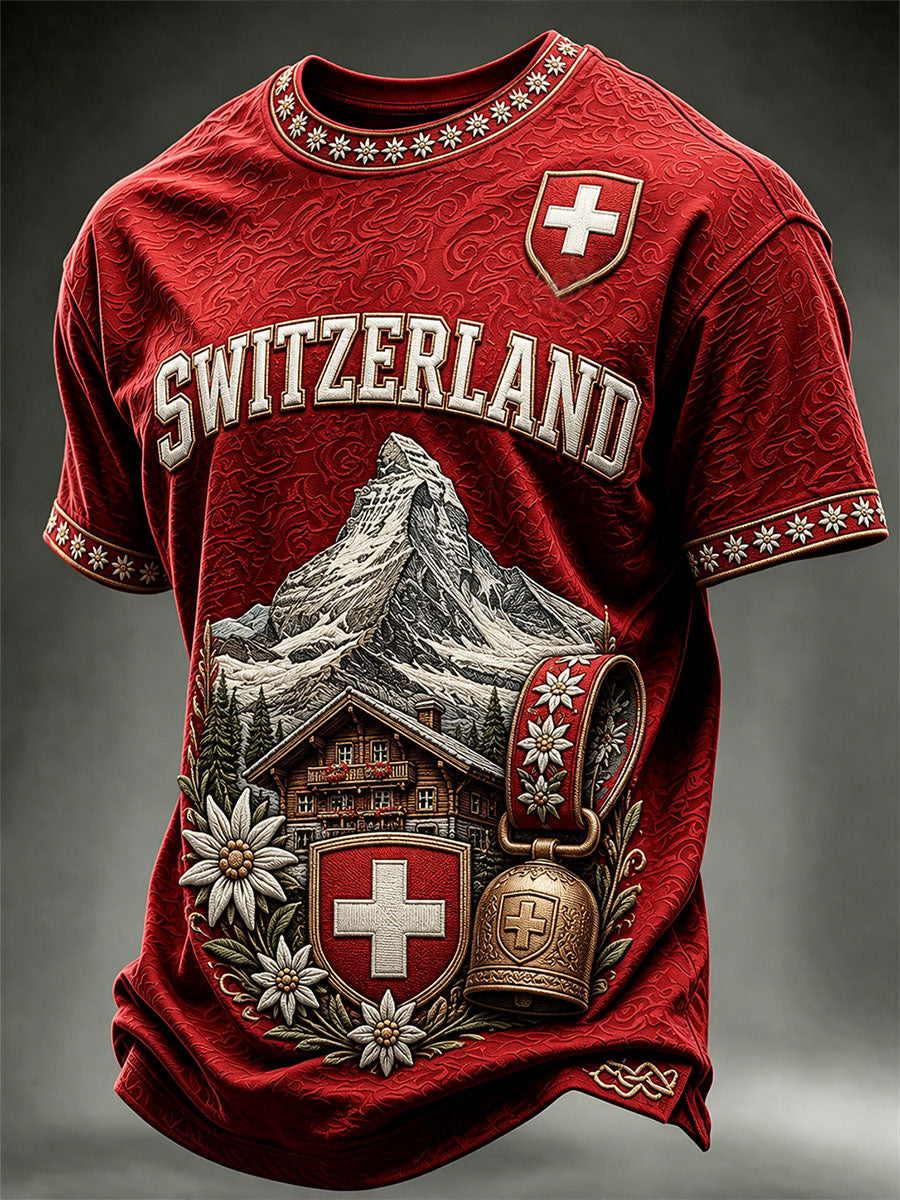 Herren-T-Shirt aus der Schweiz mit kurzen Ärmeln