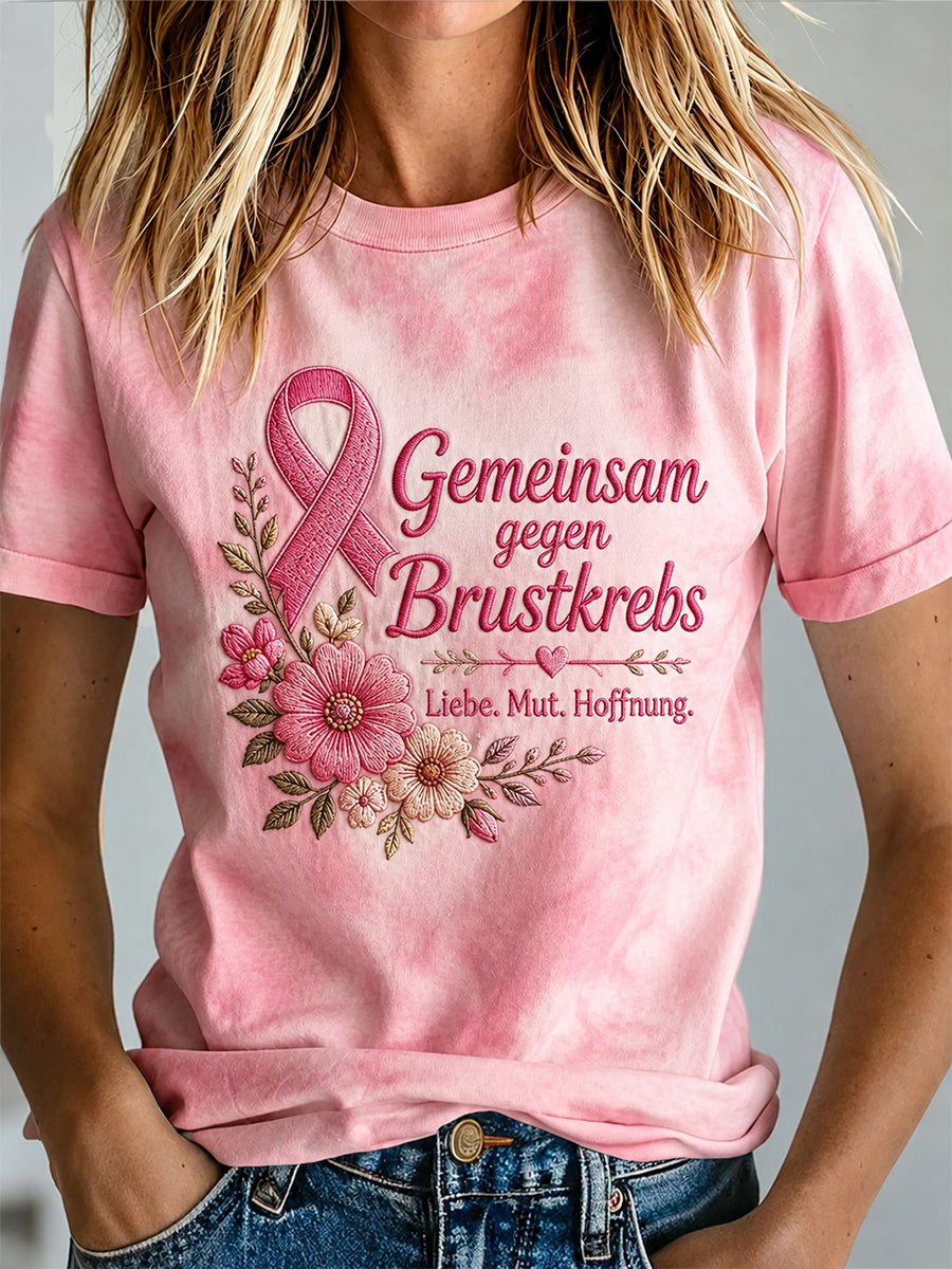 T-Shirt mit Aufdruck zur Sensibilisierung für Brustkrebs bei Frauen