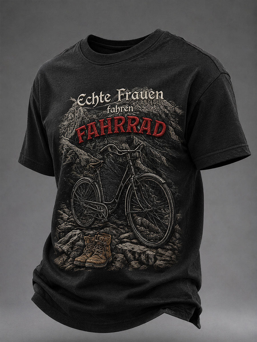 Herren Echte Frauen Fahren Fahrrad T-Shirt mit kurzen Ärmeln