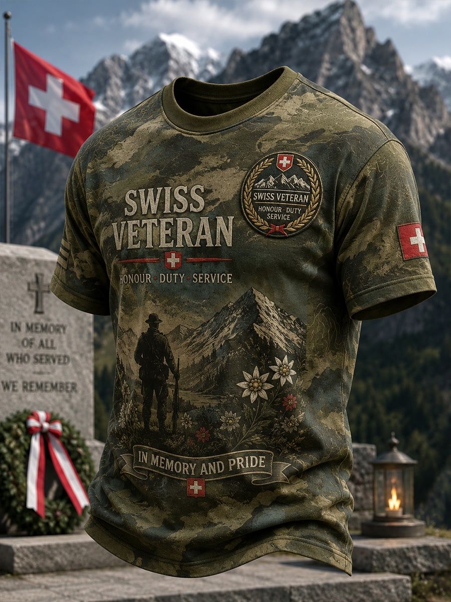 Herren-T-Shirt mit kurzen Ärmeln und Camouflage-Print im Militärstil