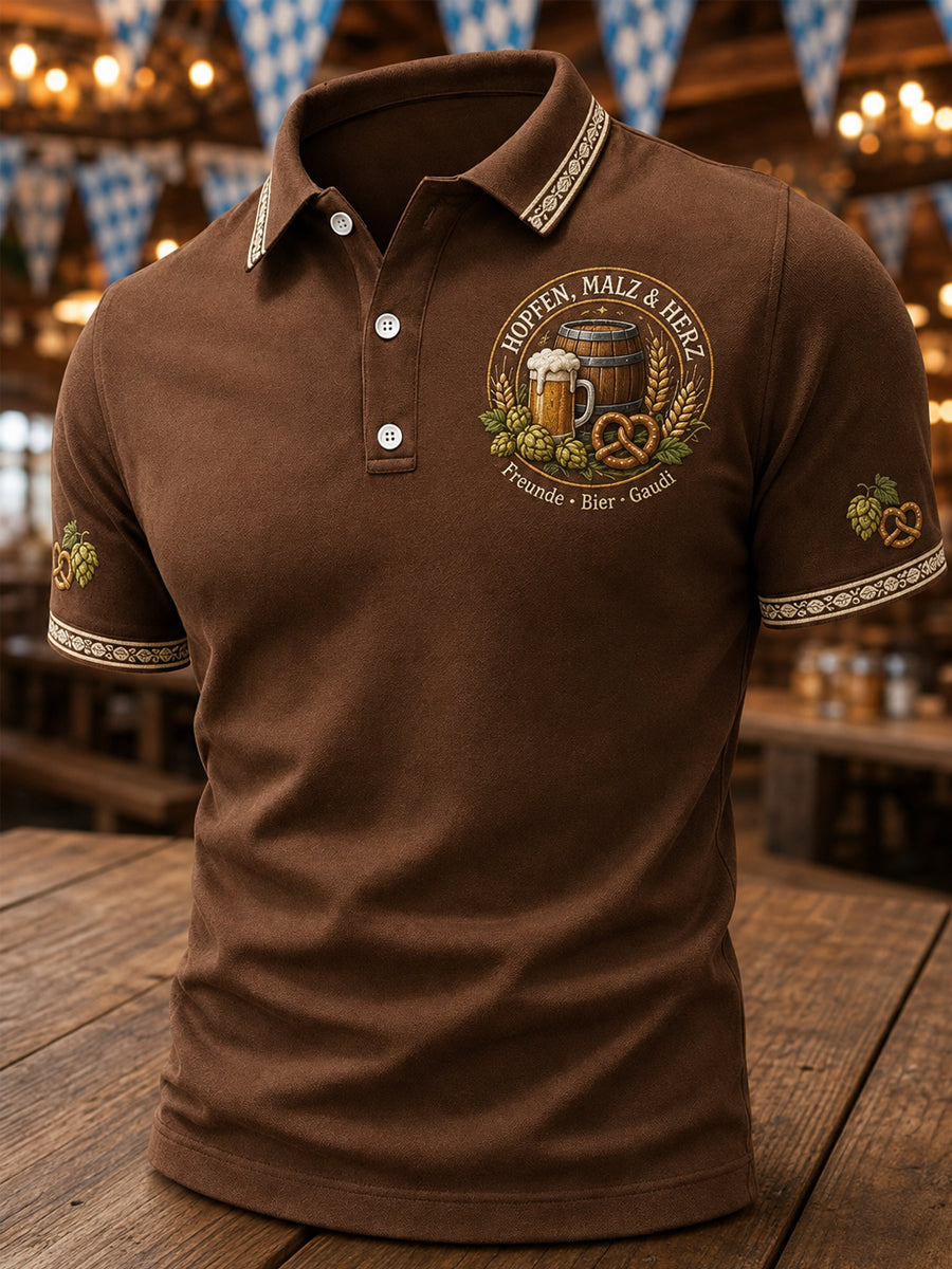 Herren-Poloshirt mit Oktoberfest-Print für den Alltag