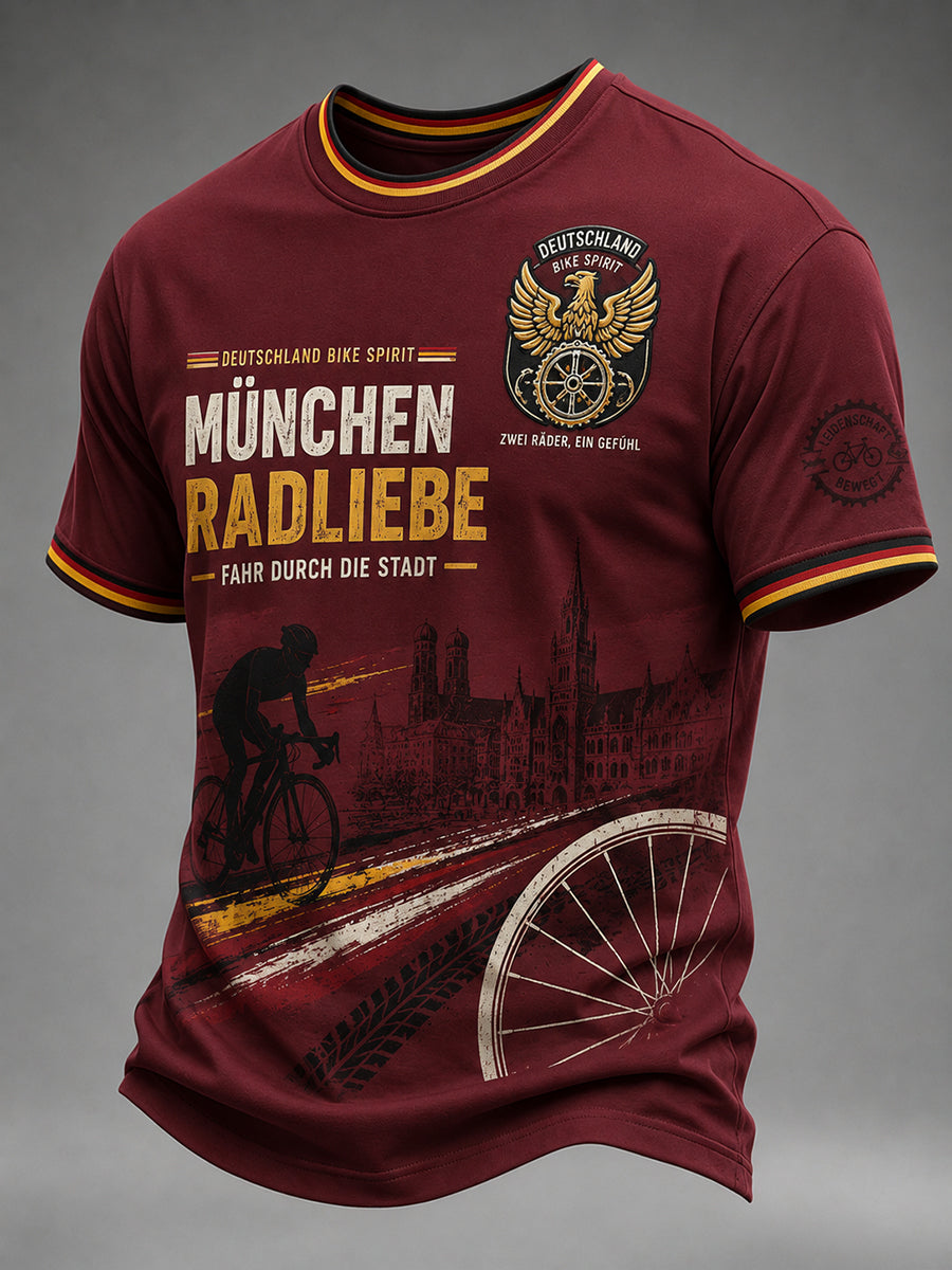 Herren-T-Shirt mit kurzen Ärmeln und Fahrradmotiv-Print