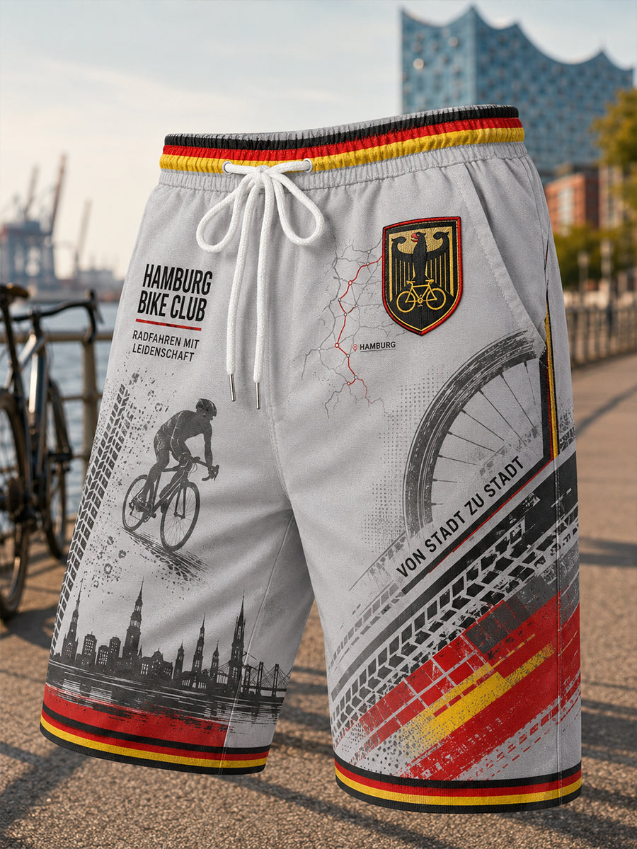 Herren-Shorts mit radfahrinspiriertem Print