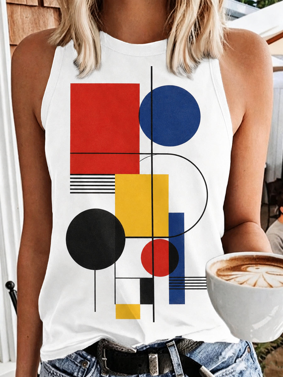Frauen Bauhaus inspirierte Kunstdruck Weste Top