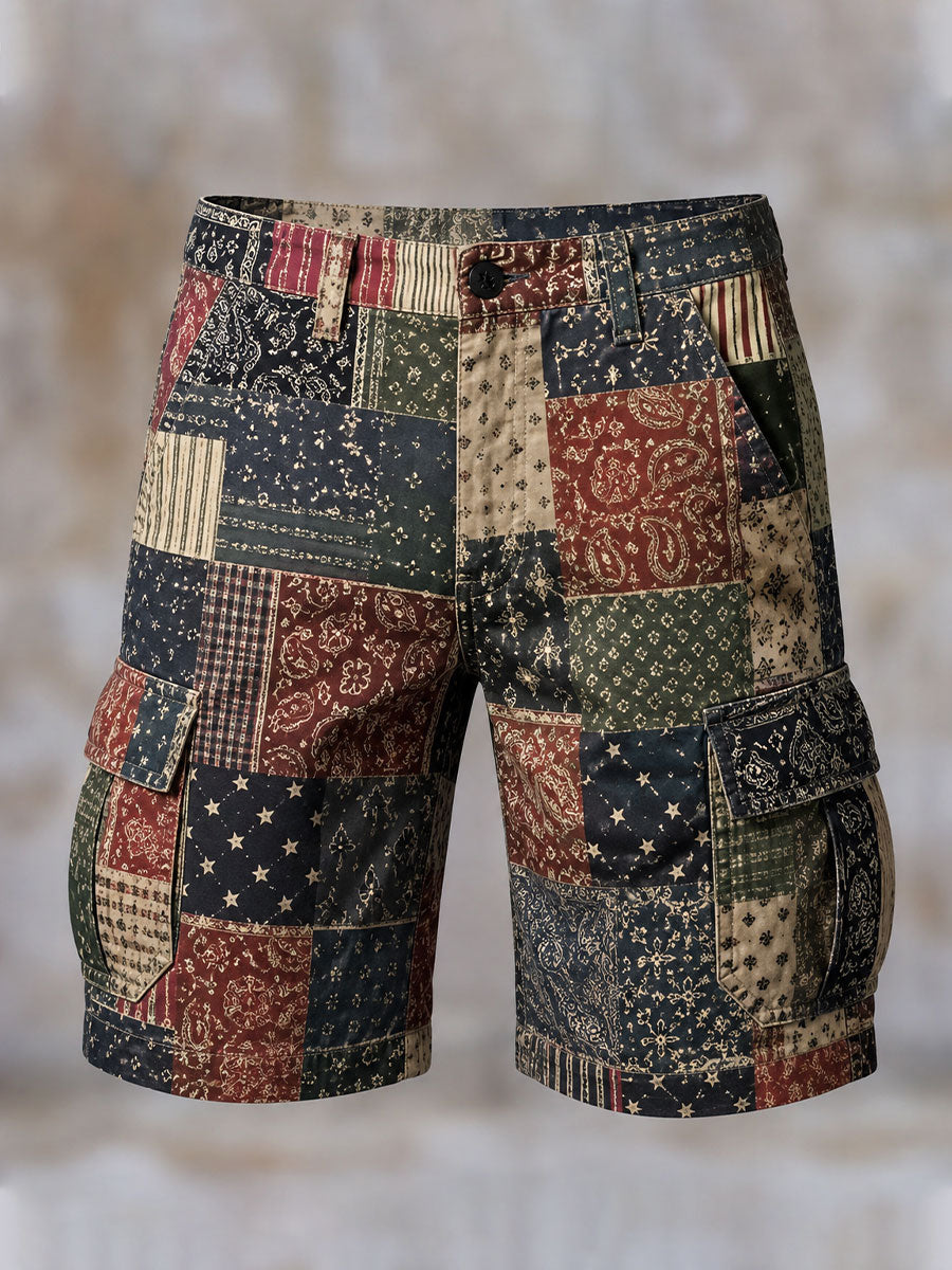 Herren-Shorts im Vintage-Look mit geometrischem Muster