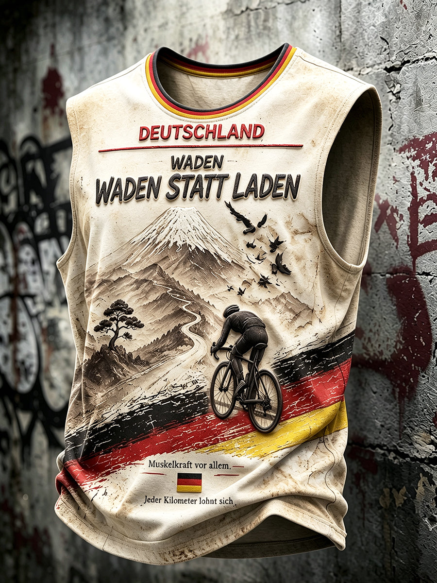 Herren Vintage Deutscher Fahrrad druck Lässige Sommer weste