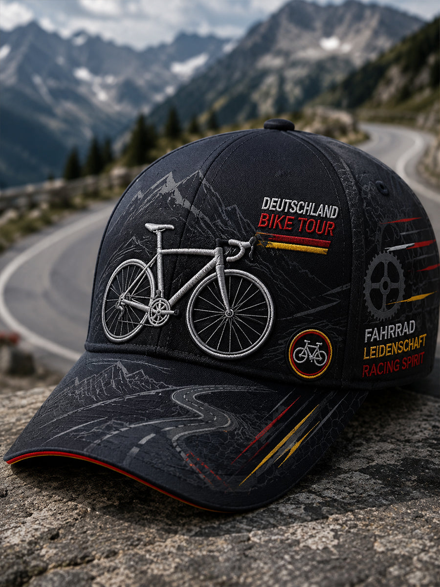 Herrenmütze mit Fahrradmotiv-Druck