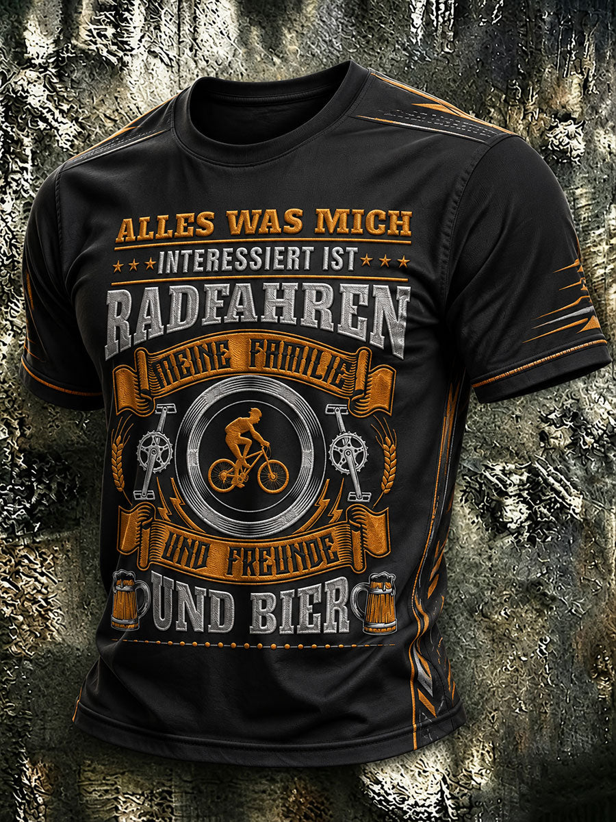 Herren-T-Shirt ALLES WAS MICH INTERESSIERT IST mit kurzen Ärmeln