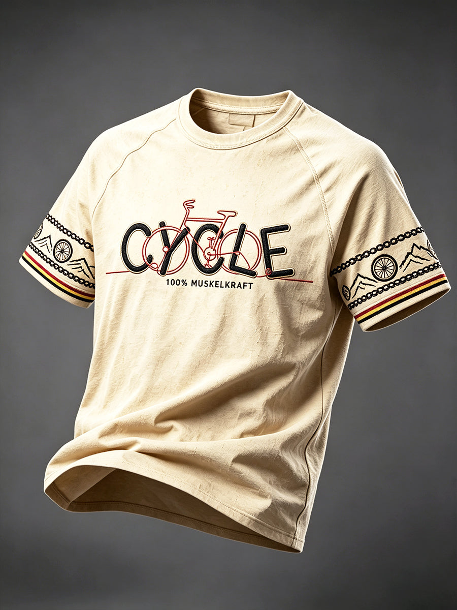 Herren Retro Gelb Deutsches Fahrrad druck Freizeit T-Shirt
