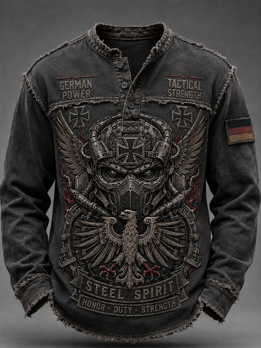 Herren-Longsleeve mit aufwendigem Grafikdruck im Vintage-Stil