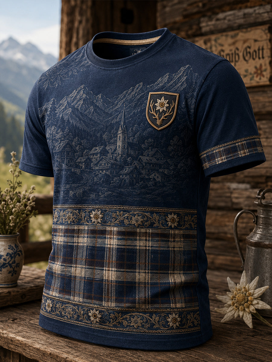 Herren-T-Shirt mit Kunstdruck im österreichischen Landhausstil