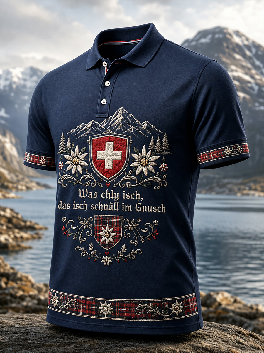 Herren-Schweizer deutscher Slogan-Serie Kulturelles Element Kunstdruck Polo