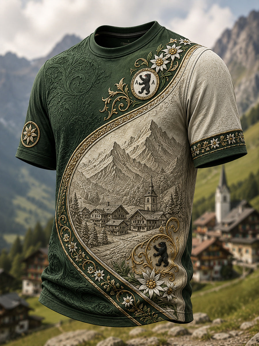 Herren-T-Shirt mit kulturellem Erinnerungsdruck aus Appenzell, Schweiz