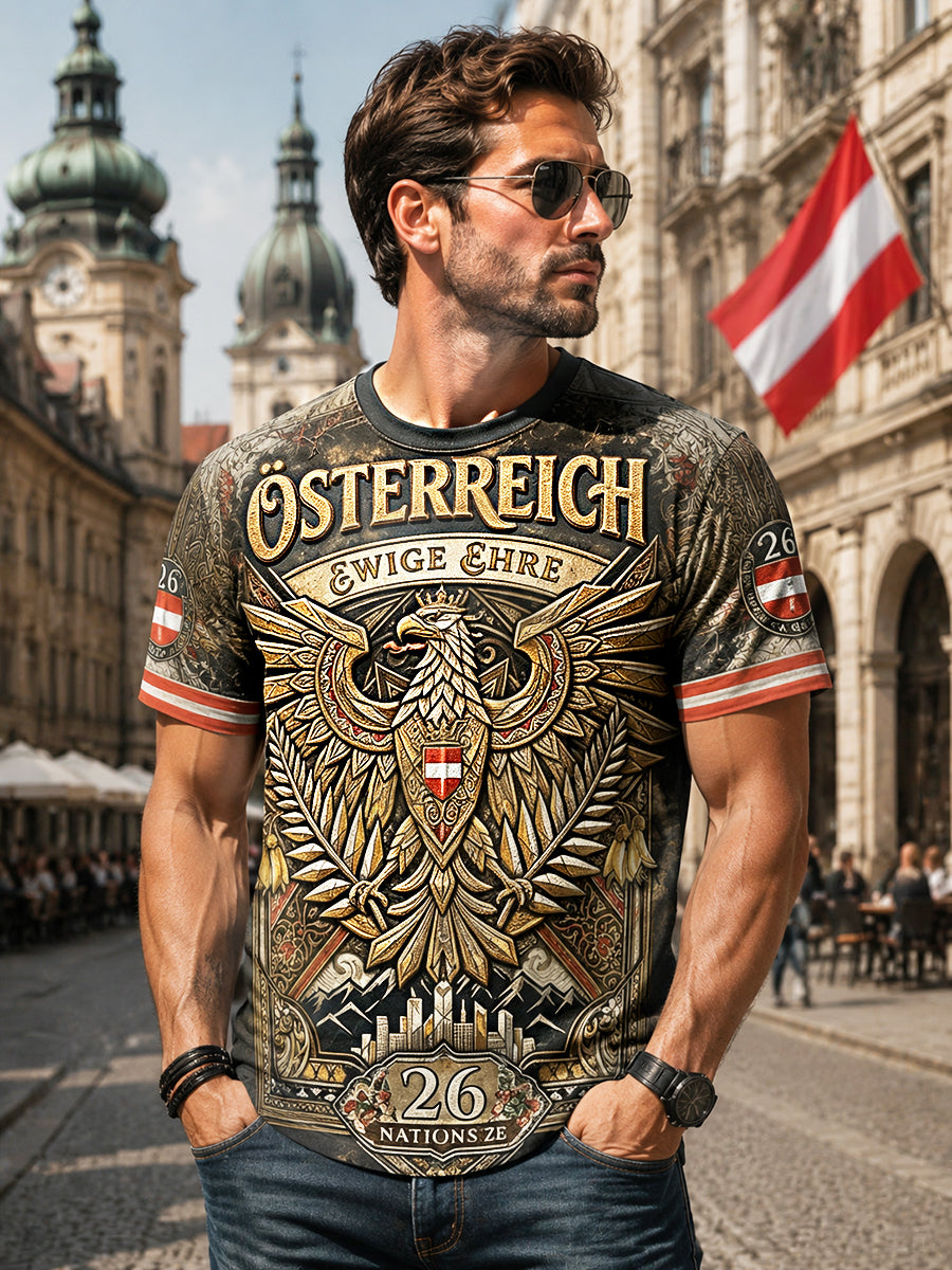 Männer Österreich isches National feiertag Print Casual T-Shirt