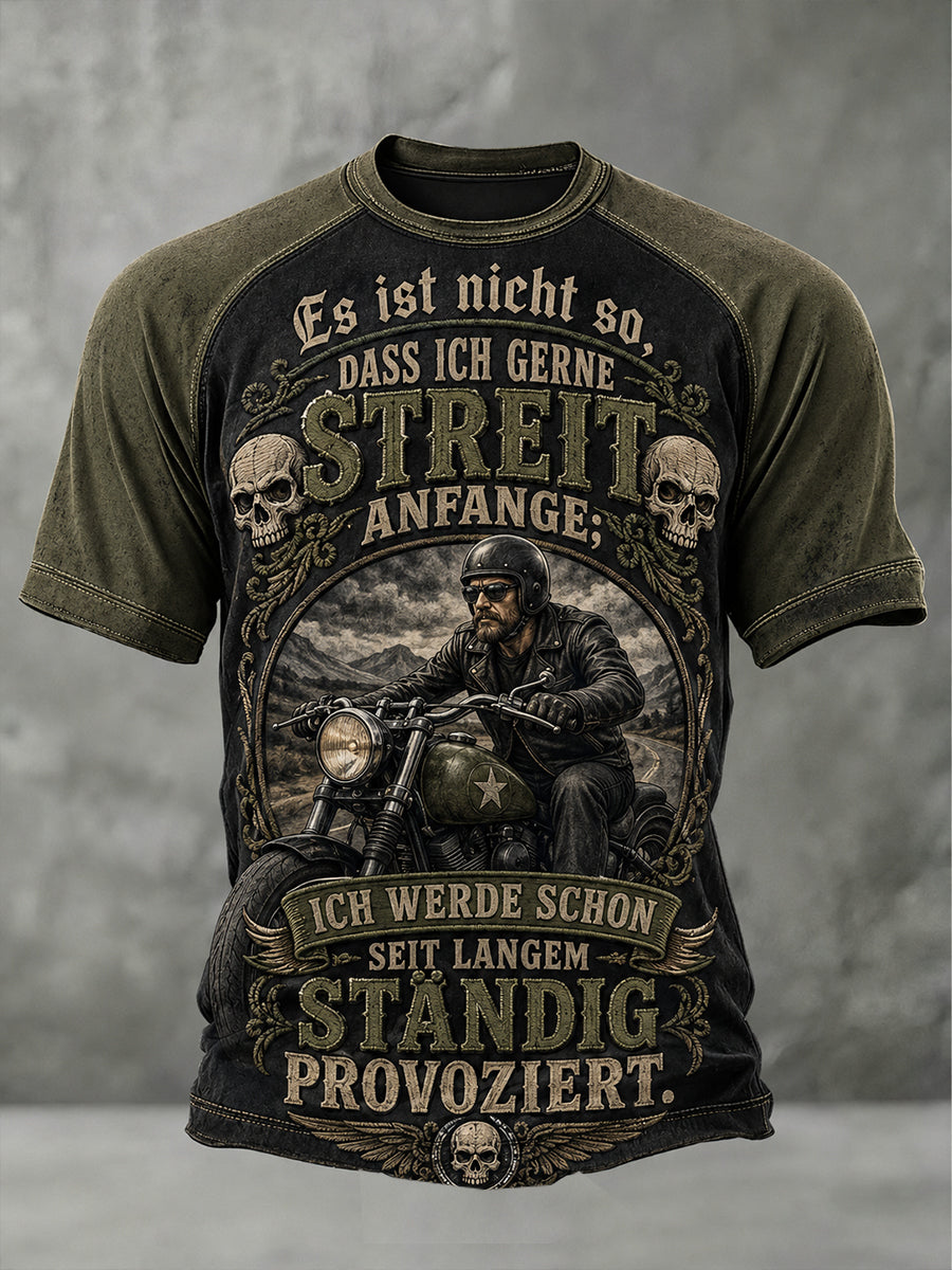 Herren-Raglan-T-Shirt mit Vintage-Schriftzug-Print