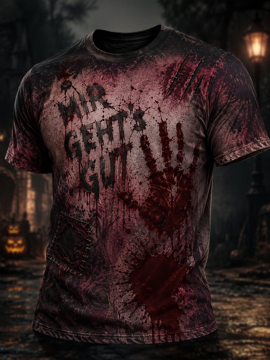 Herren-Halloween-Kunstdruck-T-Shirt