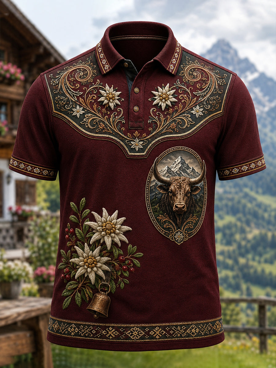 Schweizer Rinder herde festival für Männer Gedenk kunst druck Casual Polo