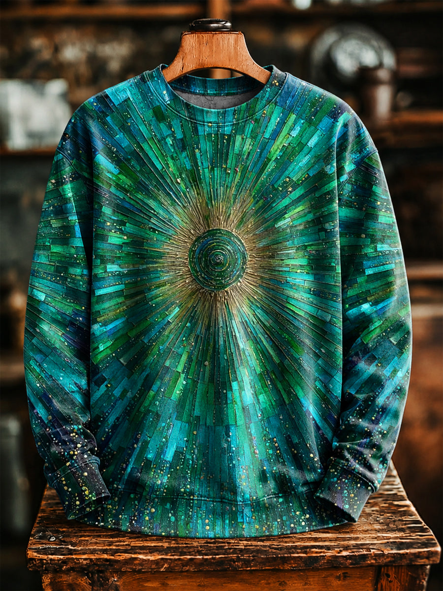 Unisex-Lässiges Sweatshirt mit abstraktem Sonnenmotiv
