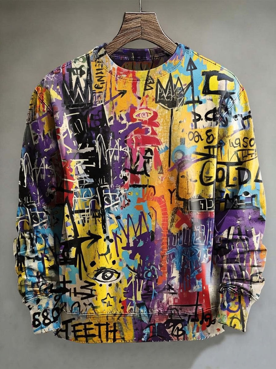 Herren-Artikel mit abstraktem Kunstdruck, lässiges Langarm-Sweatshirt