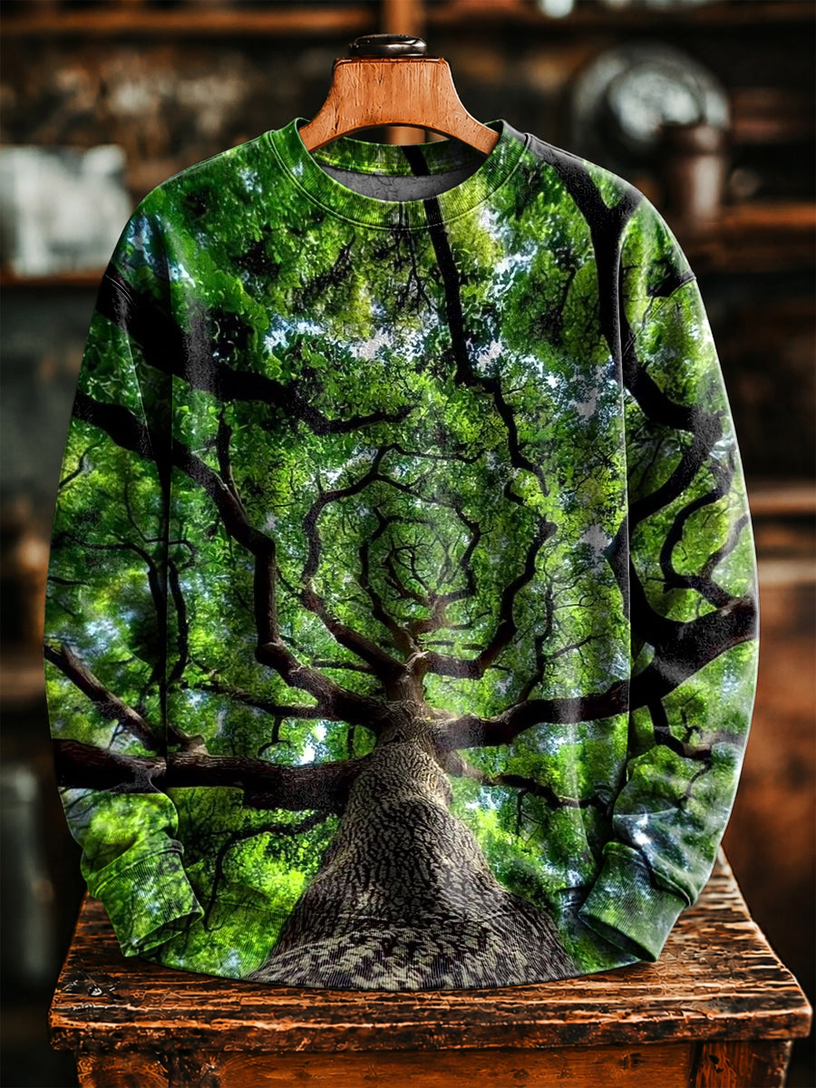 Unisex-Lässiges Sweatshirt mit abstraktem Baum-Motiv im Schatten