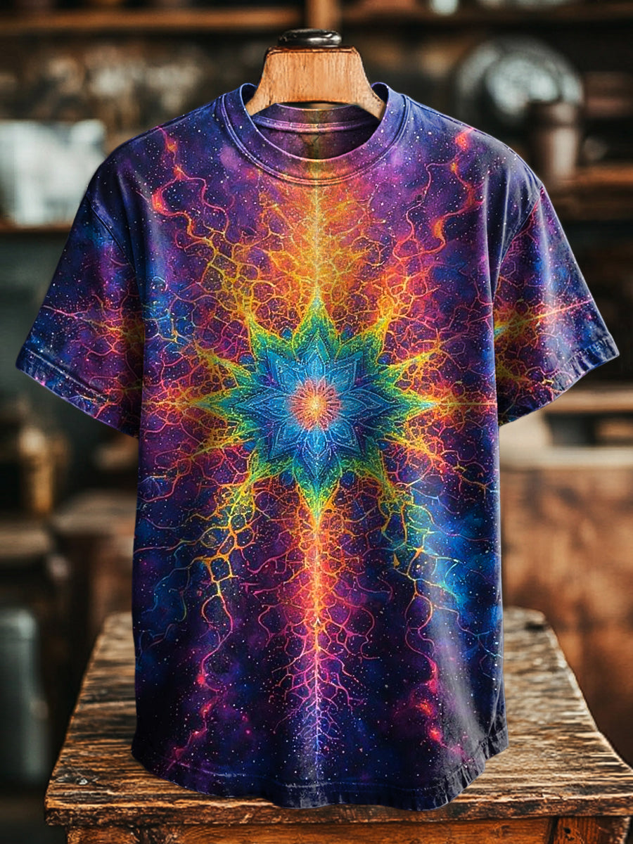 Unisex-Lässiges T-Shirt im Retro-Mandala-Style