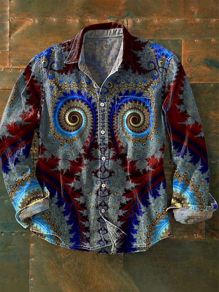Retro-Abstrakte Spiral-Kunst-Lässiges Hemd