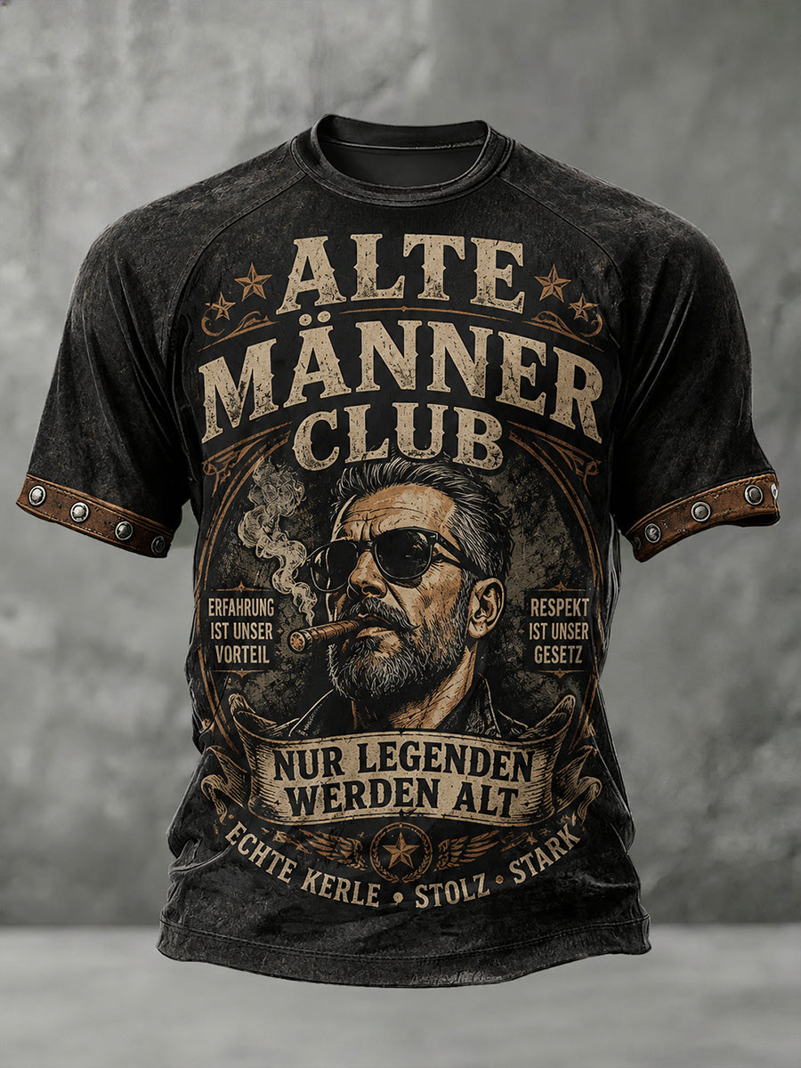 Herren-T-Shirt mit kurzen Ärmeln, Vintage-Slogan und grafischen Prints