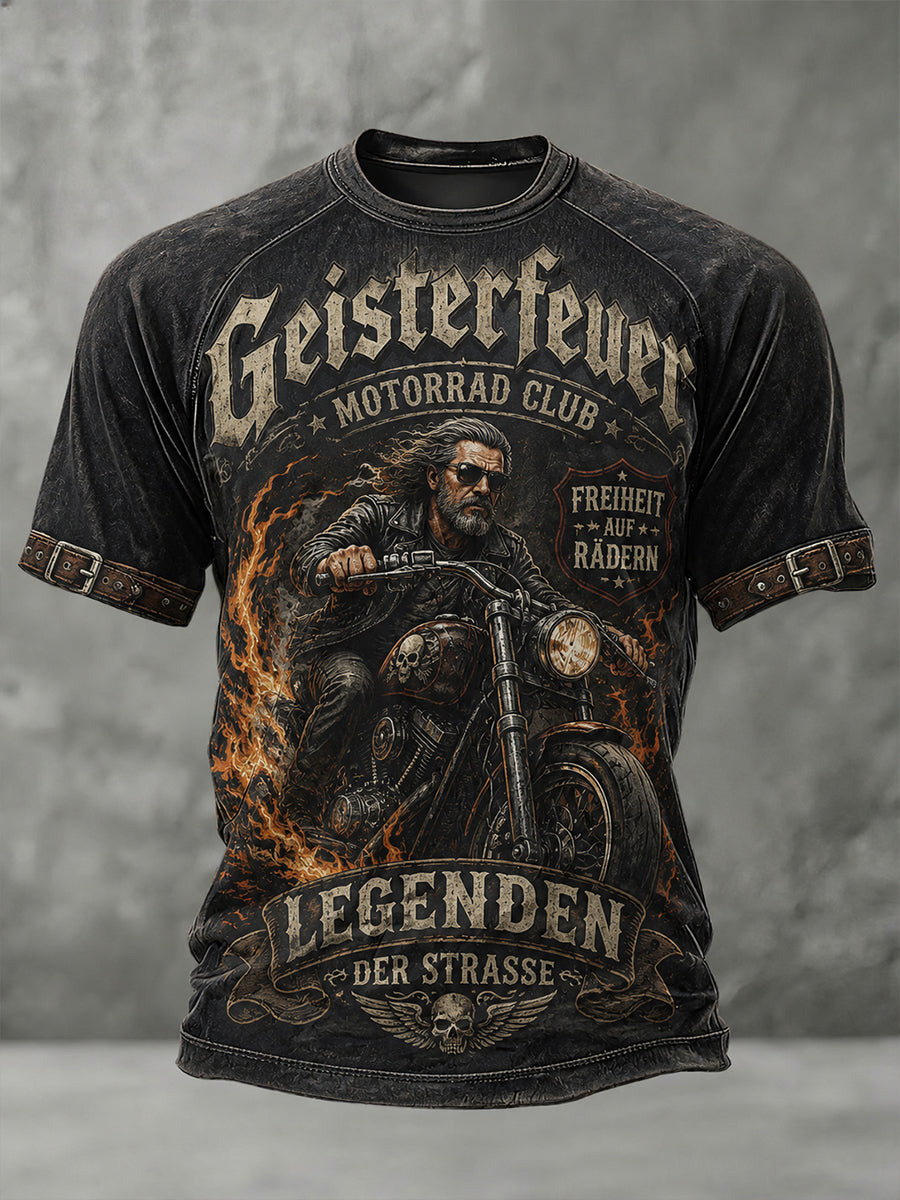Herren-Raglan-Ärmel-T-Shirt mit Vintage-Slogan-Print