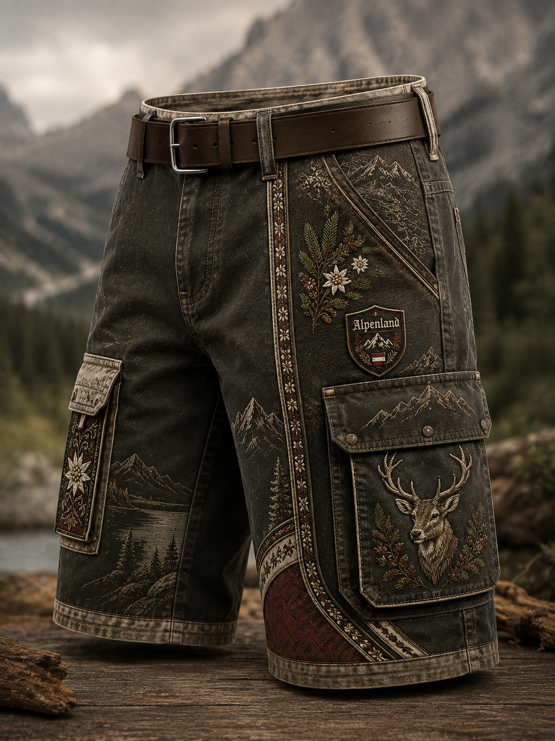 Herren-Shorts im österreichischen Landhausstil mit Cargotaschen