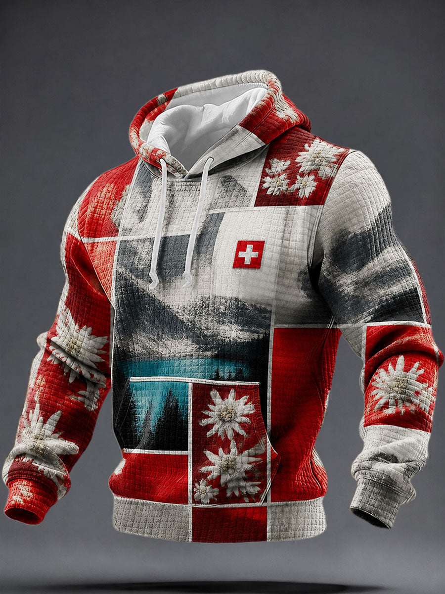 Herren-Sweatshirt mit Edelweiß- und Alpenmotiv von Swisse