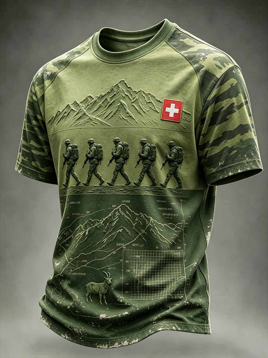 Bedrucktes T-Shirt mit Schweizer Legion muster für Männer