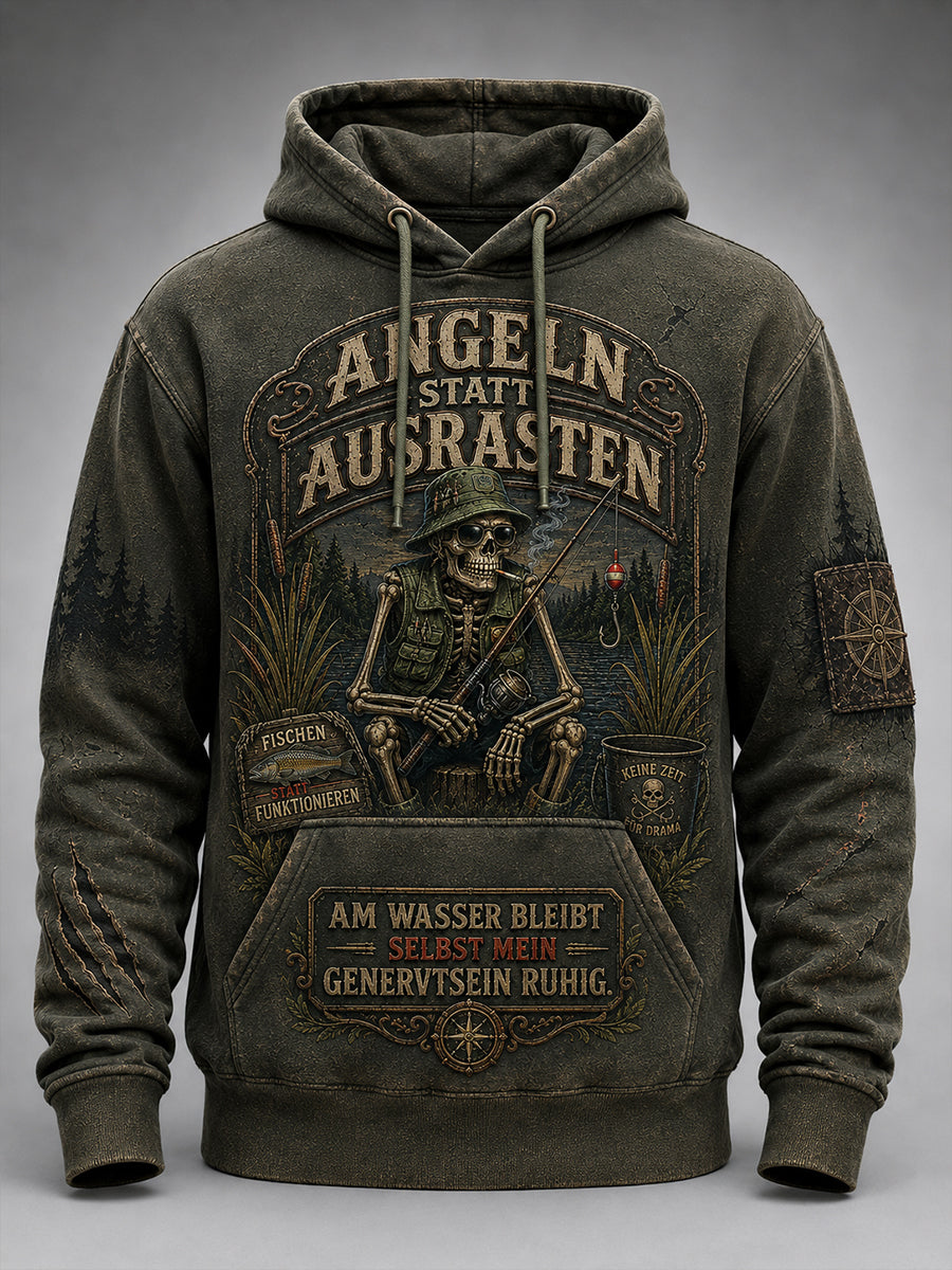 Herren-Hoodie mit witzigem Slogan, übergroß, Drop-Shoulder-Schnitt und Taschen
