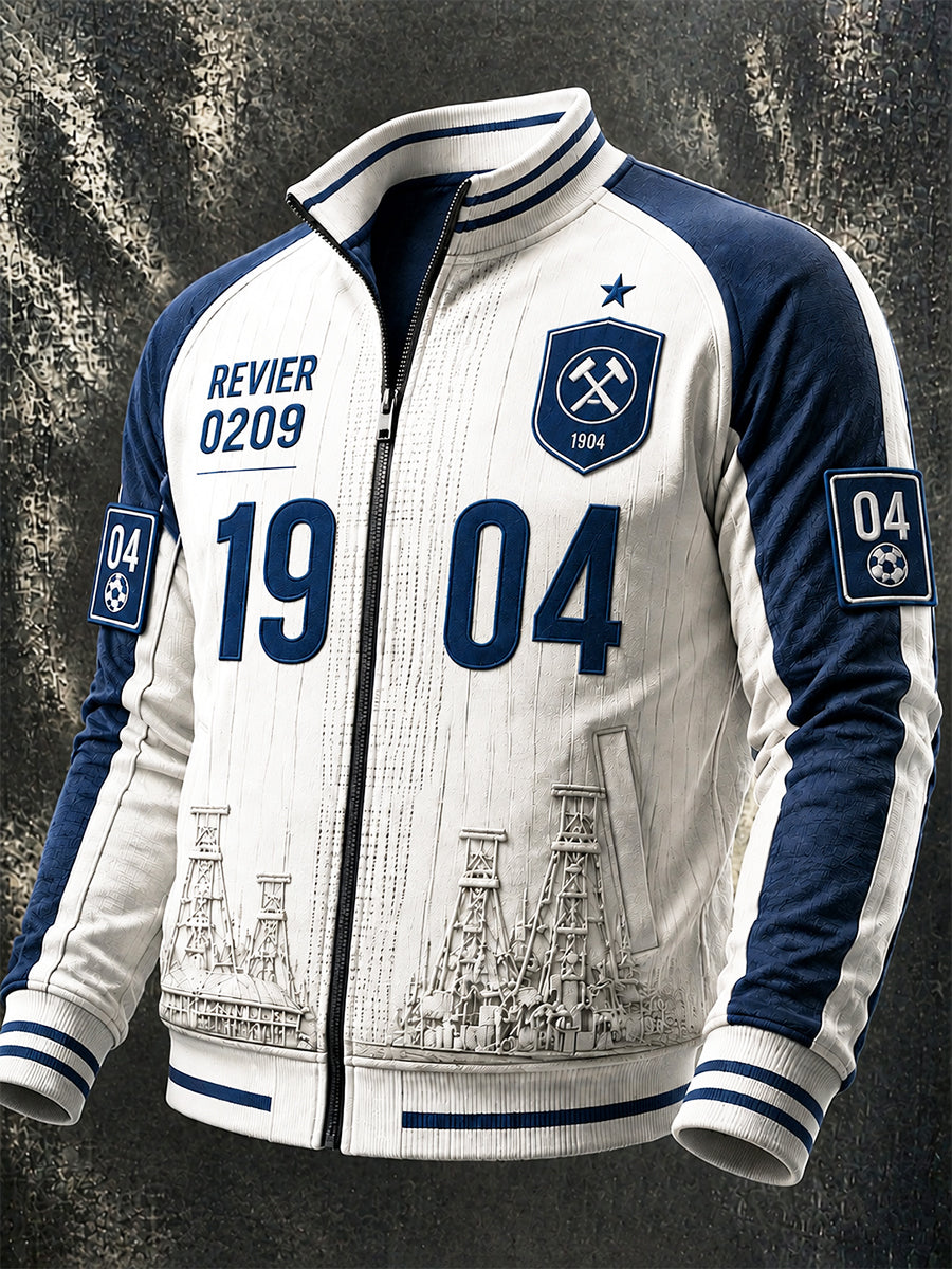 Herren-Bundesliga-Schalke-Fußball-Jacke mit Aufdruck, lässig, mit Reißverschluss