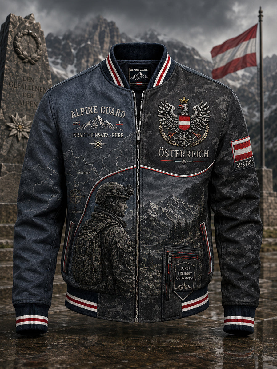 Herren-Jacke im Vintage-Militärstil mit Tarnmuster und dekorativem Grafikdruck