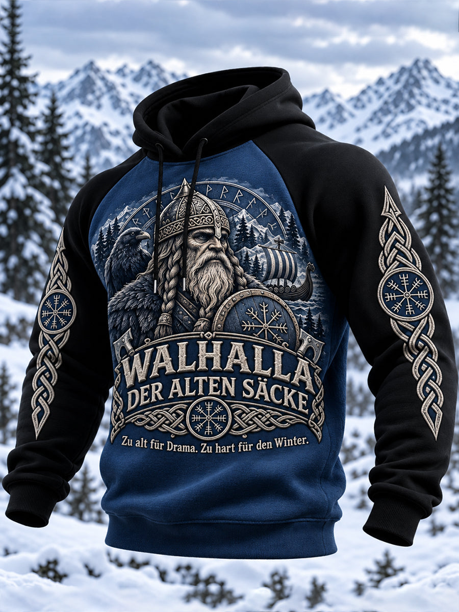 Herren-Raglan-Kapuzenpullover im Wikingerstil