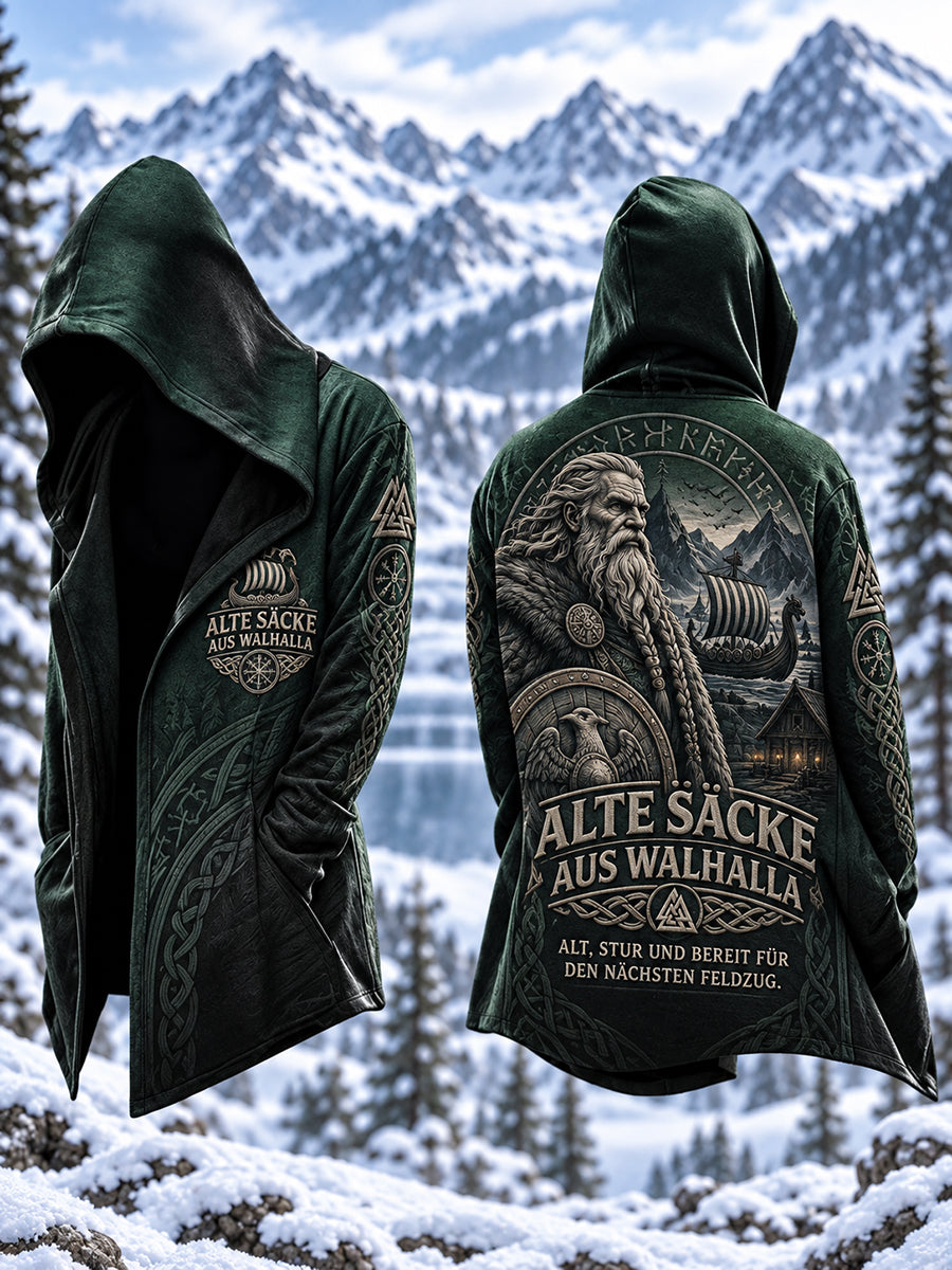 Herren Strickjacke im Viking-Stil mit Kapuze